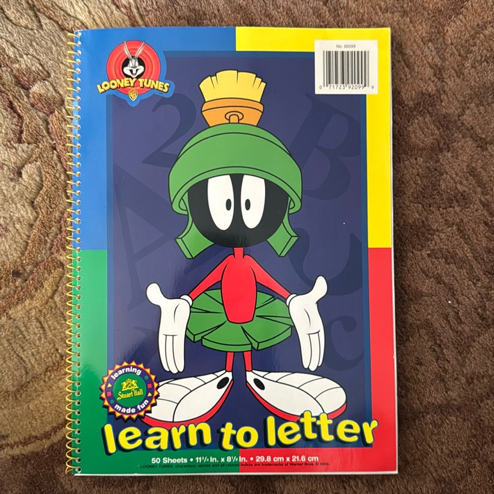Vintage Looney Tunes MARVIN THE MARTIAN Learn To Letter Notebook Warner Bros